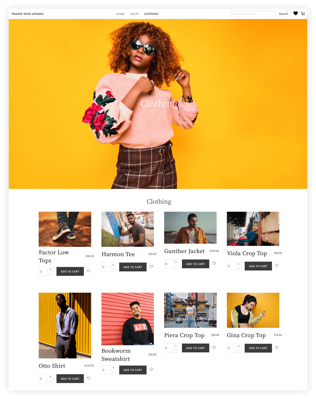 clothing page