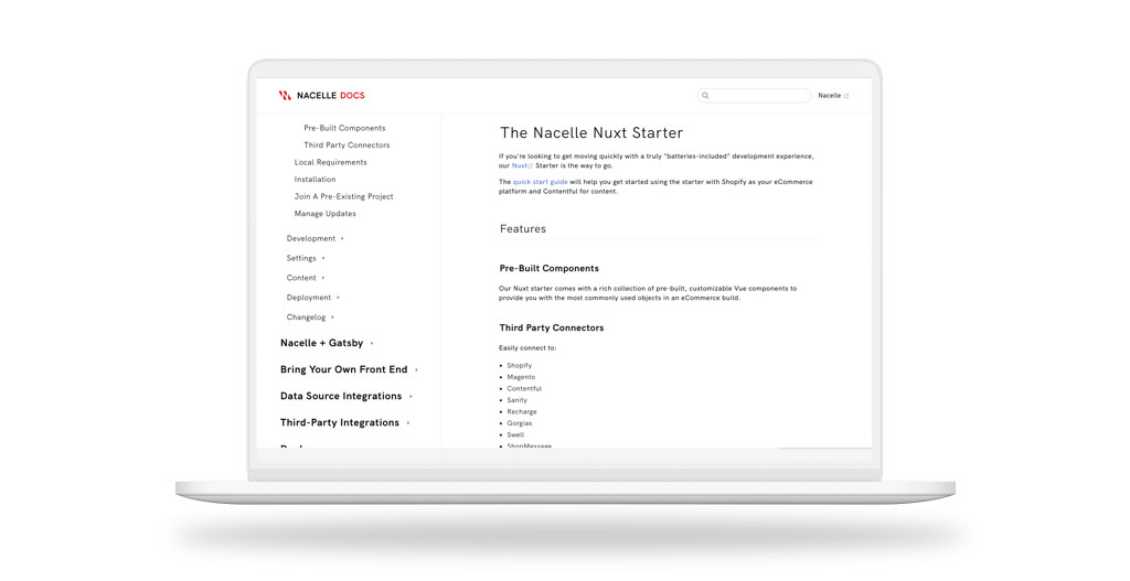 Snapshot of Nacelle docs